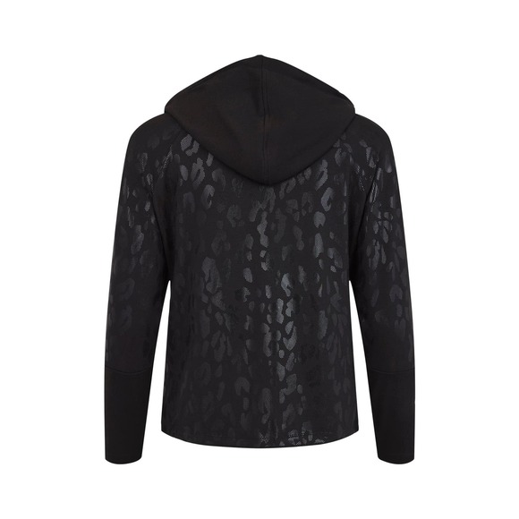 Women's Athleisure Hoodie Size XS I'CONA Black Animal Print Zip Up Stylish NWT - Picture 3 of 4